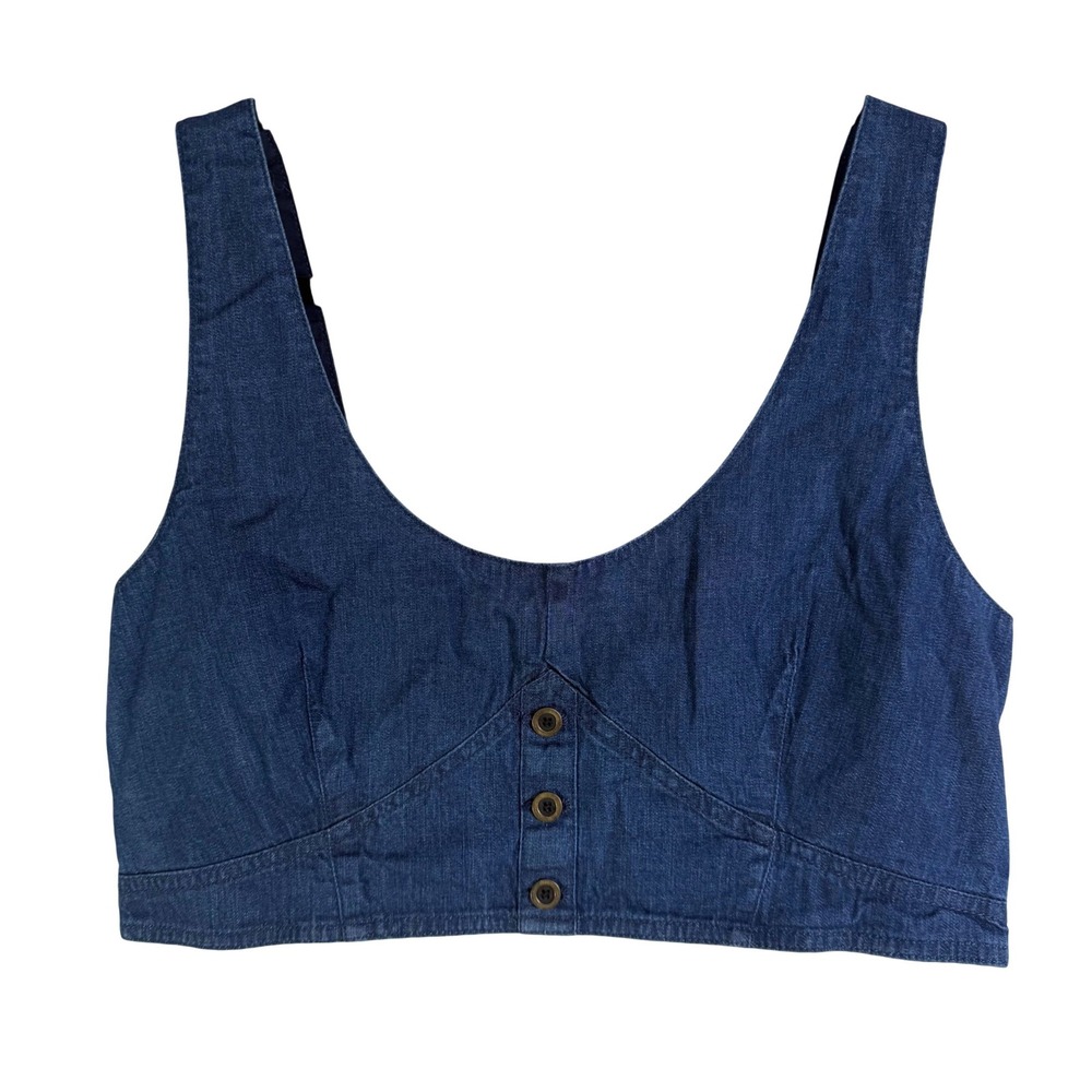 Banana Republic Dark Wash Denim Crop Top Sleeveless Scoop Neck Size 14 762905-00